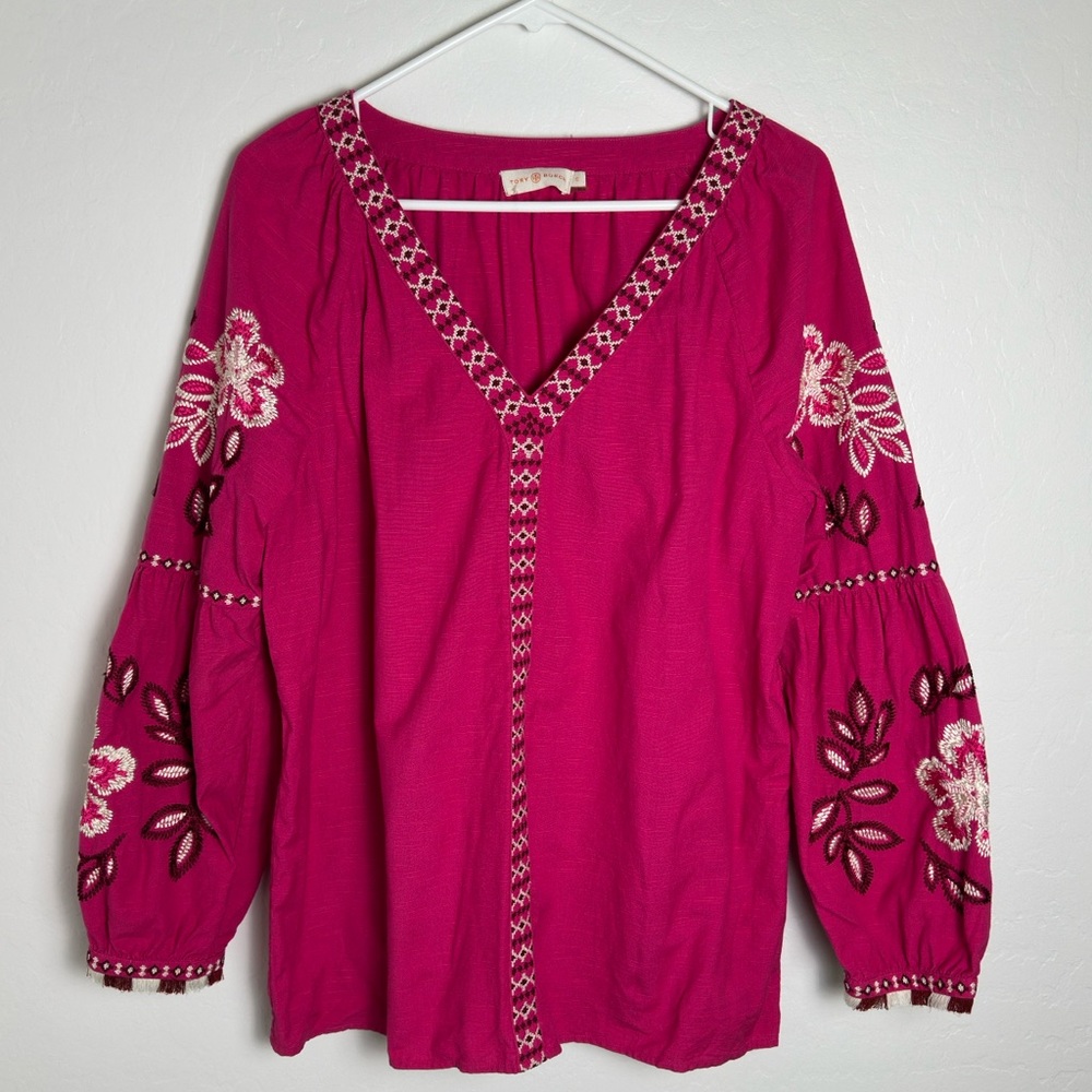 Tory Burch Pink Embroidered Blouse